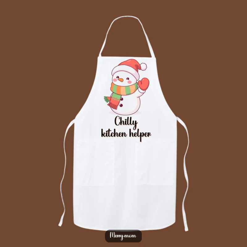 Funny Kawaii Snowman Apron: Waving Chef, Perfect Funny Gift