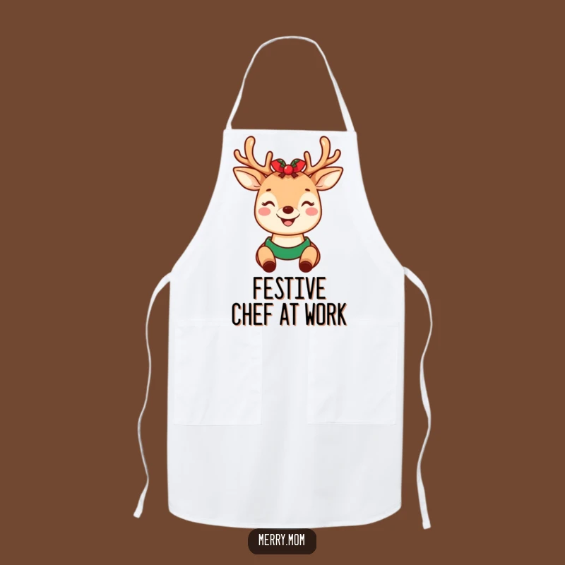 Funny Apron: Kawaii Deer Mom Holiday Antlers - Perfect Kitchen Gift