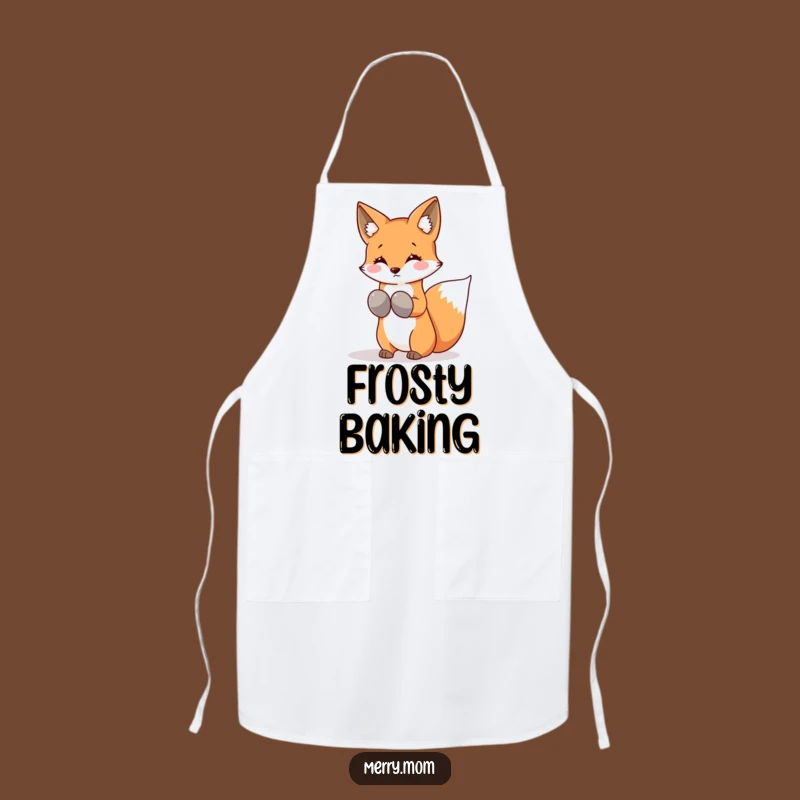 Funny Kawaii Fox Apron: Mittens Snowflakes Kitchen Fun, Cute Baking Gift