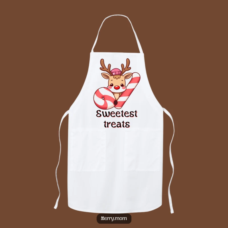 Funny Reindeer Candy Cane Apron: Cute Christmas Character, Baking Gift