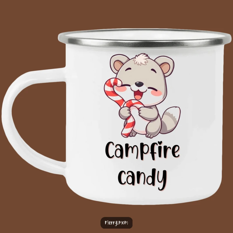 Funny Enamel Animal Camping Mug - Candy Cane Cheers Outdoors