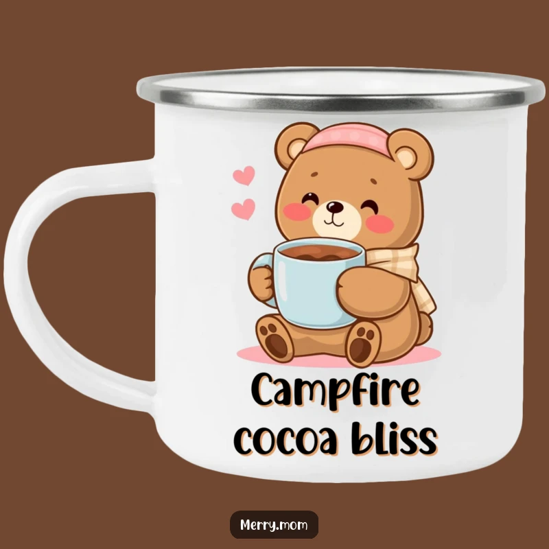 Kawaii Bear Mom Cocoa Camping Mug - Cozy Outdoor Comfort