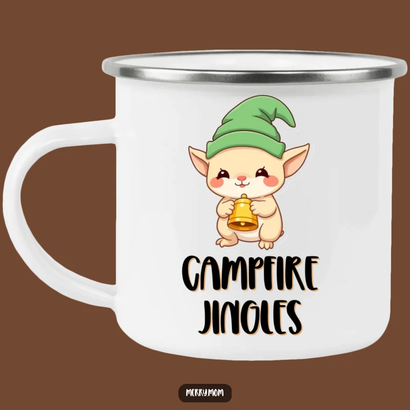 Funny Elf Creature Camping Mug with Bell - Outdoor Holiday Gift