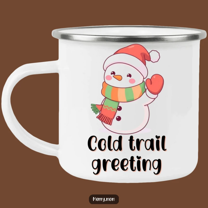 Funny Kawaii Snowman Camping Mug: Festive Waving, Perfect Funny Gift