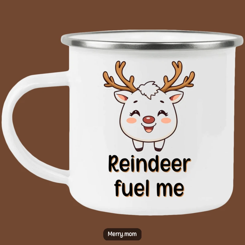 Funny Reindeer Creature Camping Mug: Broad Smile Outdoor Fun, Holiday Gift