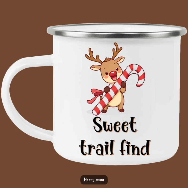 Funny Kawaii Reindeer Camping Mug: Candy Cane Excitement, Perfect Funny Gift