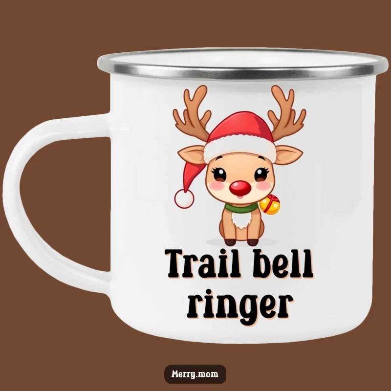 Funny Reindeer Camping Mug: Santa Hat, Jingle Bells, Outdoor Funny Gift!