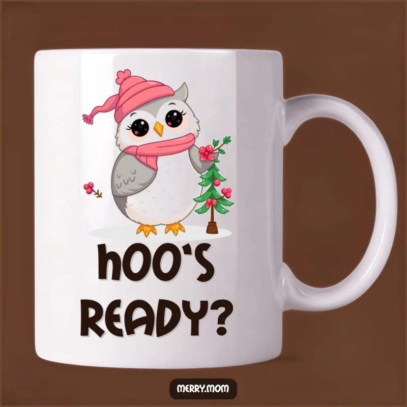 Kawaii Owl Mom Christmas Tree Mug - Cute Holiday Decor & Gift Idea