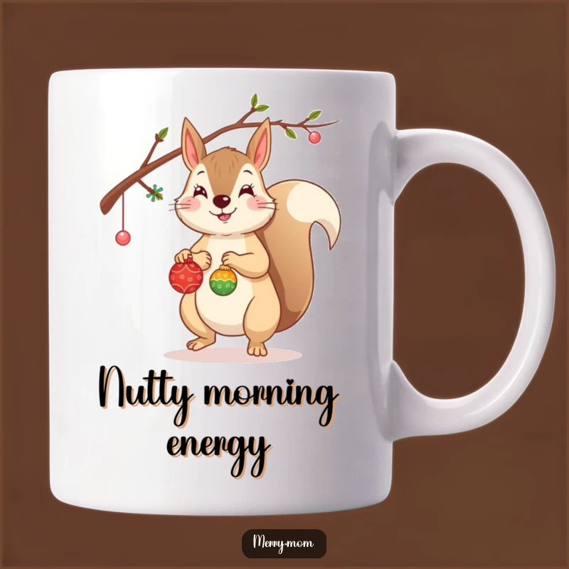 Funny Squirrel Christmas Mug: Decorating Branch, Cheerful, Perfect Funny Gift!