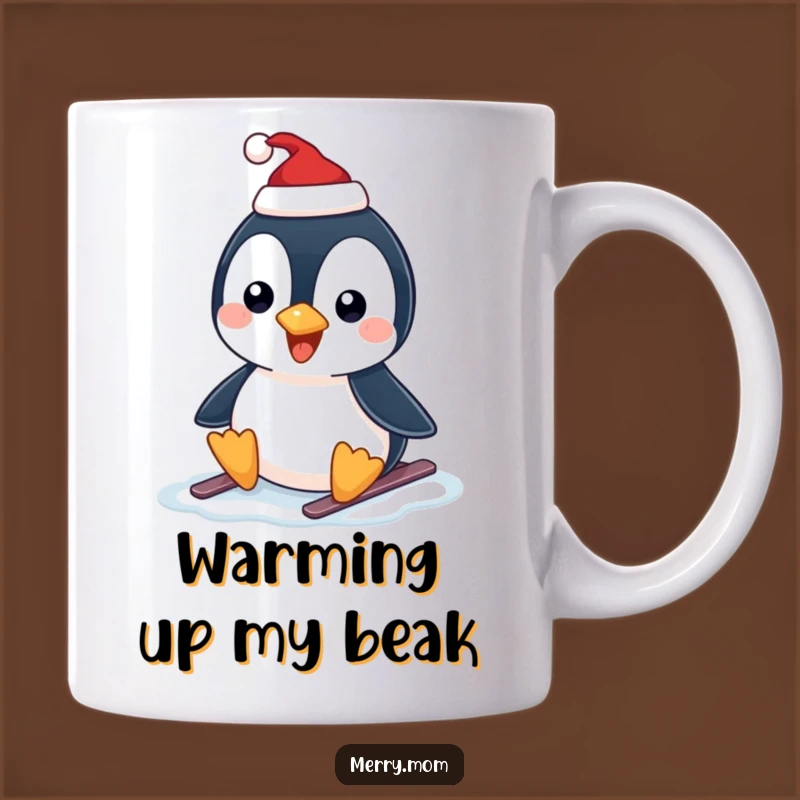 Funny Penguin Slide Mug - Holiday Cheer for Your Morning Coffee Gift