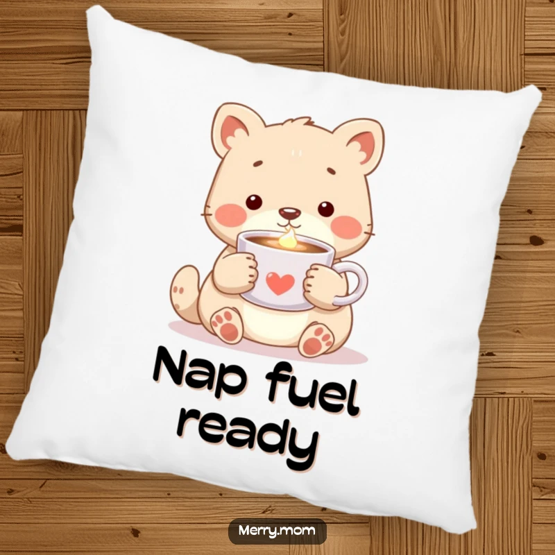 Cozy Animal Cocoa Pillow, featuring a cute animal holding a steaming cup of cocoa, radiating a warm, inviting glow.