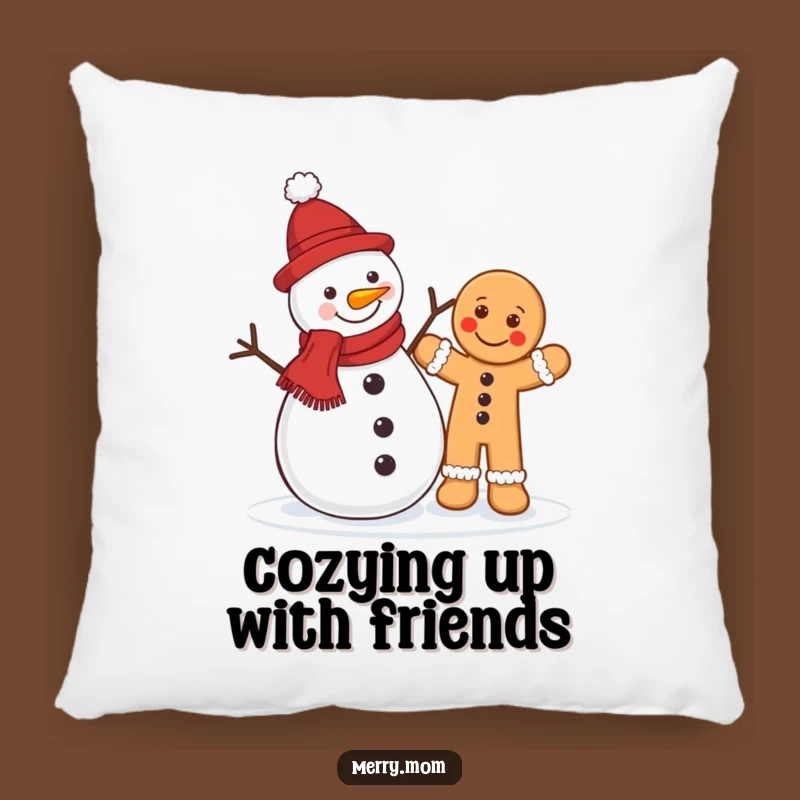 Cute Funny Snowman Gingerbread Pillow: Cozy Christmas Cushion, Sweet Funny Gift