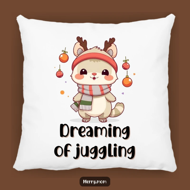 Funny Juggling Creature Pillow: Cozy Festive Scarf and Holiday Accent Gift