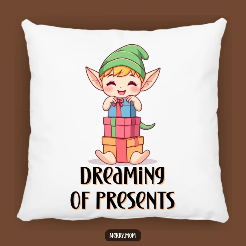 Funny Elf Stacking Gifts Pillow - Soft Kawaii Cushion, Festive Home Decor, Gift
