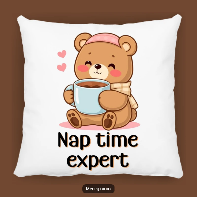 Kawaii Bear Mom Cocoa Pillow - Soft & Cozy Comfort Accent