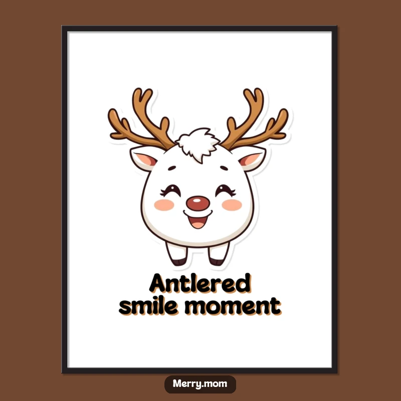 Funny Reindeer Creature Digital Print: Instant Broad Smile Art, Holiday Gift