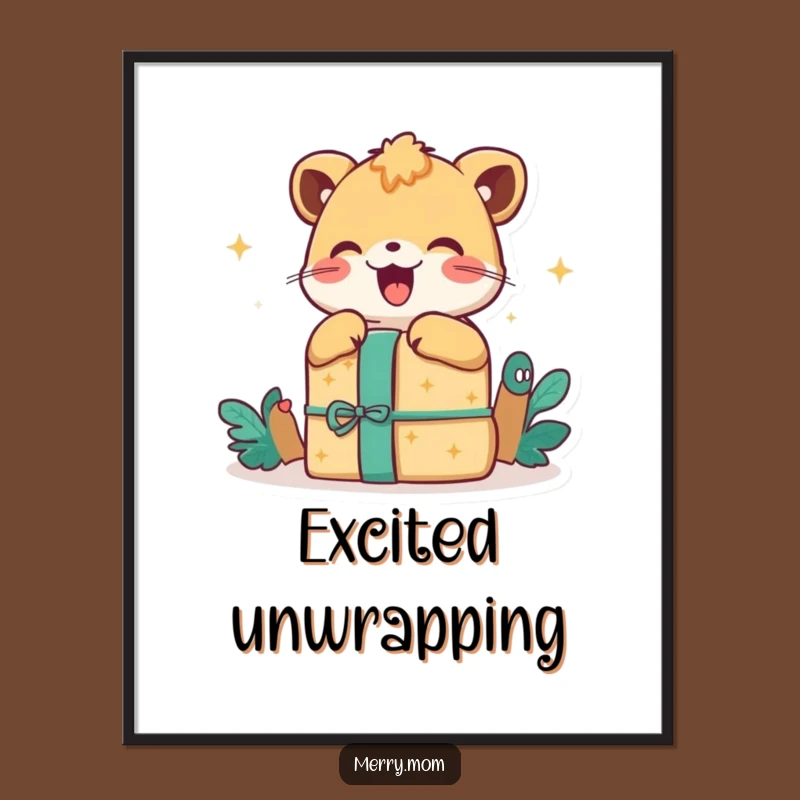Happy Animal Gift Digital Art: High-Res Excitement, Instant Humorous Gift