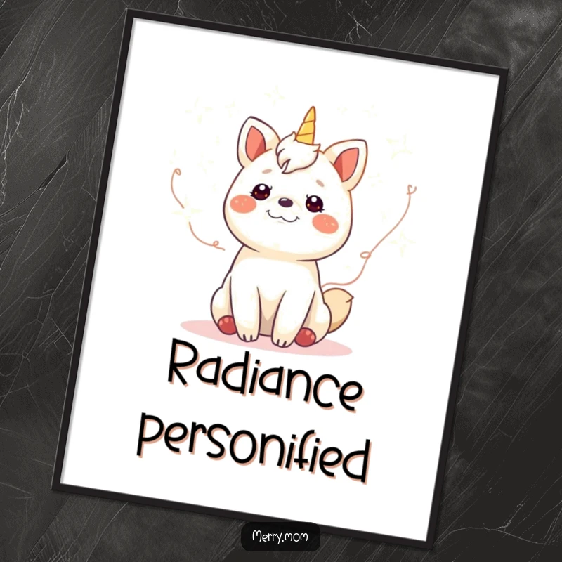 Funny gleeful animal surrounded by twinkling fairy lights as a digital art print, capturing festive magic and pure delight.