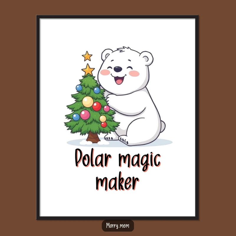 Funny Polar Bear Digital Art: Building Tree, Instant Funny Gift!