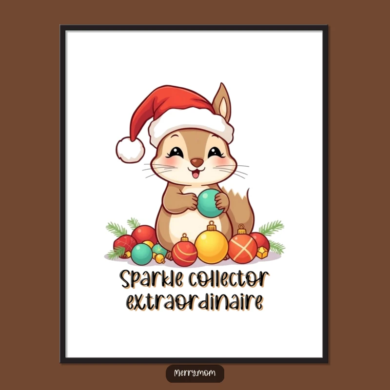 Funny Santa Squirrel Digital Art: Deck Your Walls with Hilarious Ornament Decor!