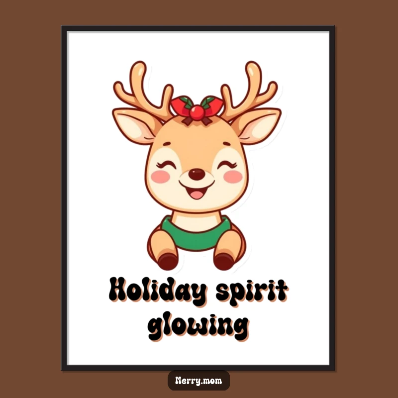 Funny Digital Art: Kawaii Deer Mom Holiday Antlers - Instant Gift