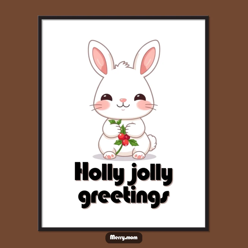 Funny Kawaii Bunny Digital Art: Decorate with Cuteness and Holly!