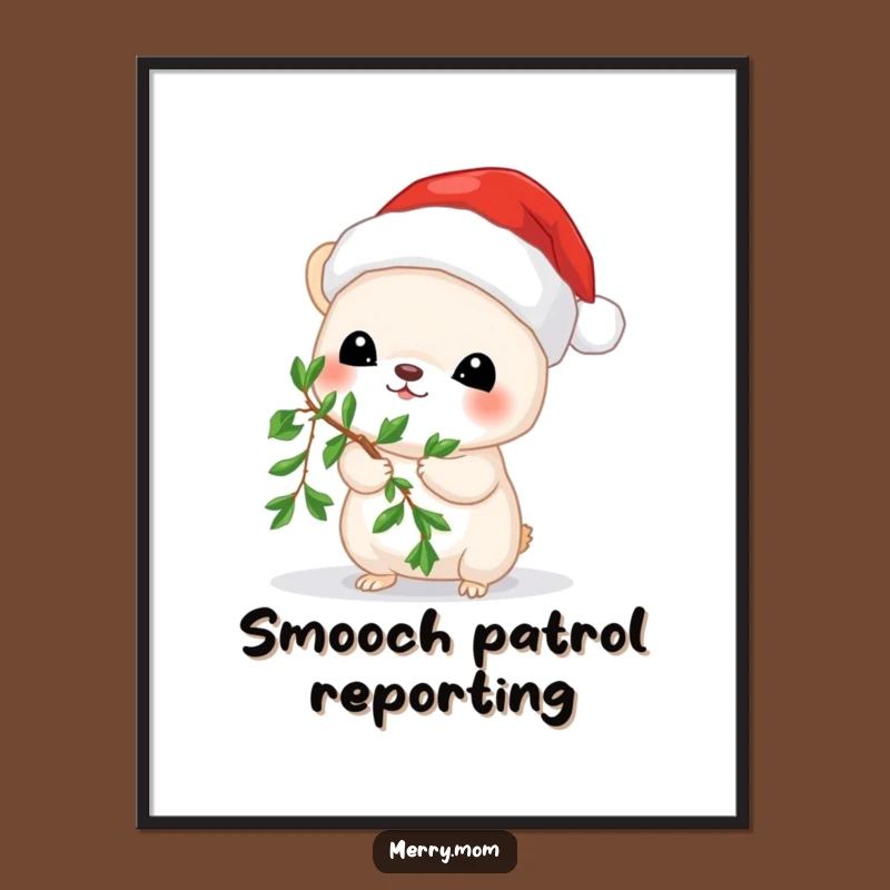 Funny Mistletoe Mouse Digital Print: Instant Holiday Decor and Cute Animal Art Gift