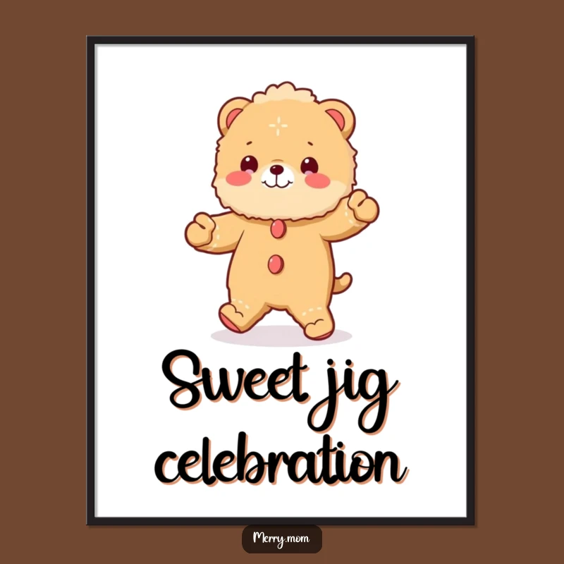 Funny Gingerbread Animal Digital Print: Instant Fluffy Jig Art, Holiday Gift