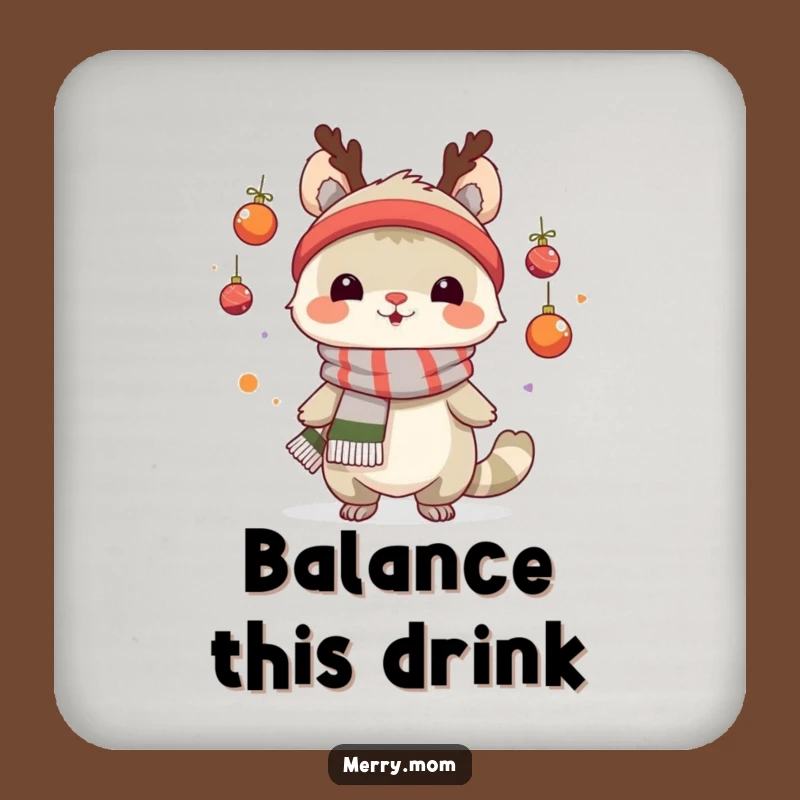 Funny Juggling Creature Coaster Set: Festive Scarf Protection and Holiday Gift