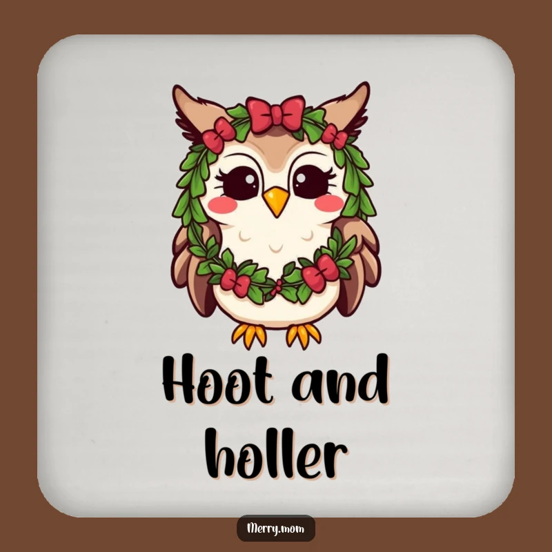 Funny Kawaii Owl Coasters (Set of 4): Festive Wreath Protection, Cute Holiday Gift