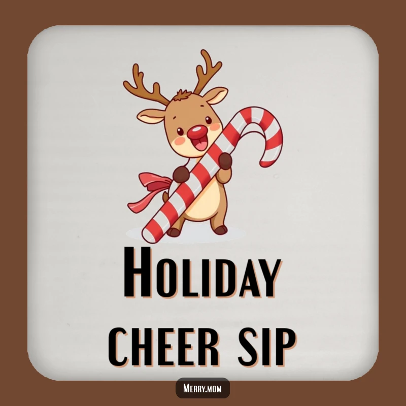 Funny Kawaii Reindeer Coaster: Candy Cane Fun, Cute Funny Gift