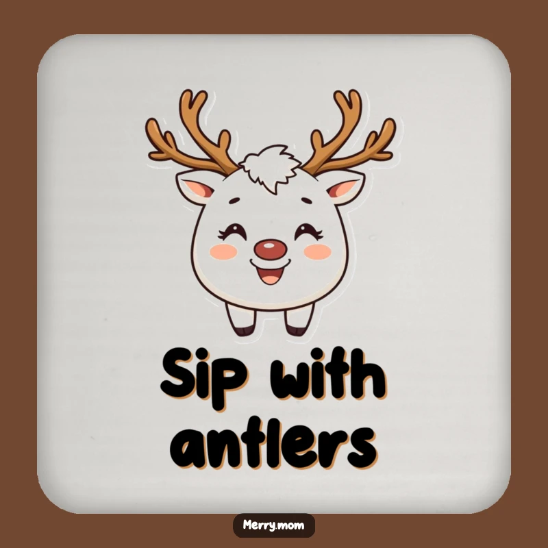Funny Reindeer Creature Coaster Set: Broad Smile Protection, Festive Holiday Gift