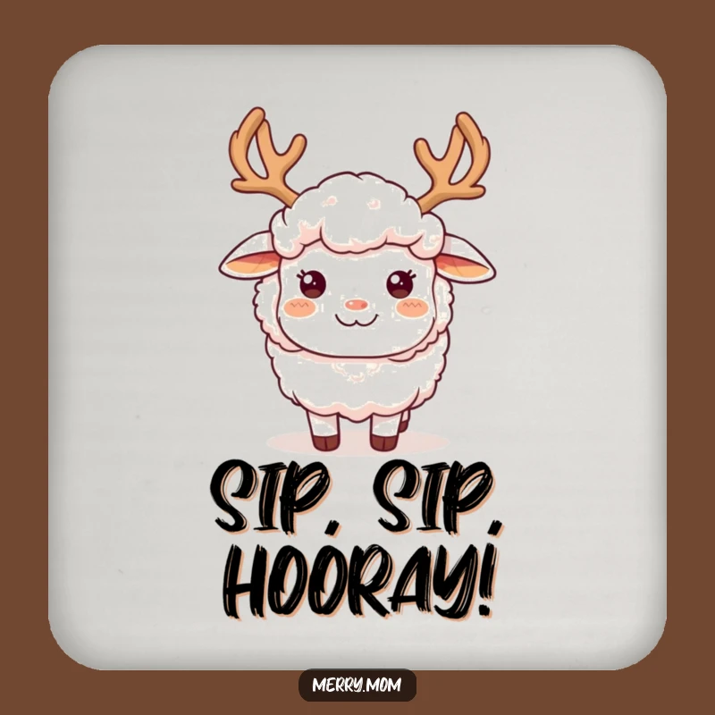 Funny Sheep Reindeer Antlers Coaster: Protect Surfaces with Hilarious Holiday Charm Gift