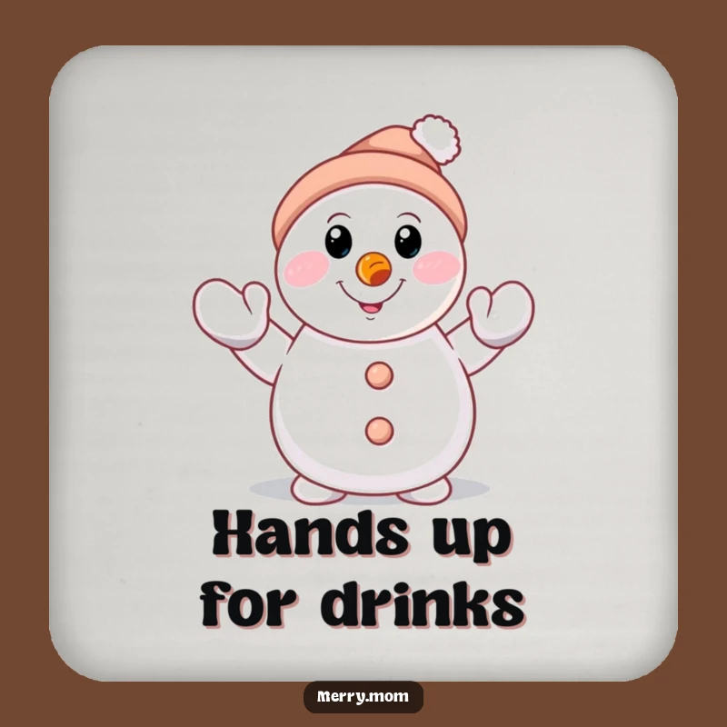 Funny Snowman Waving Coaster Set - Cheerful Drink Protector, Winter Table Gift