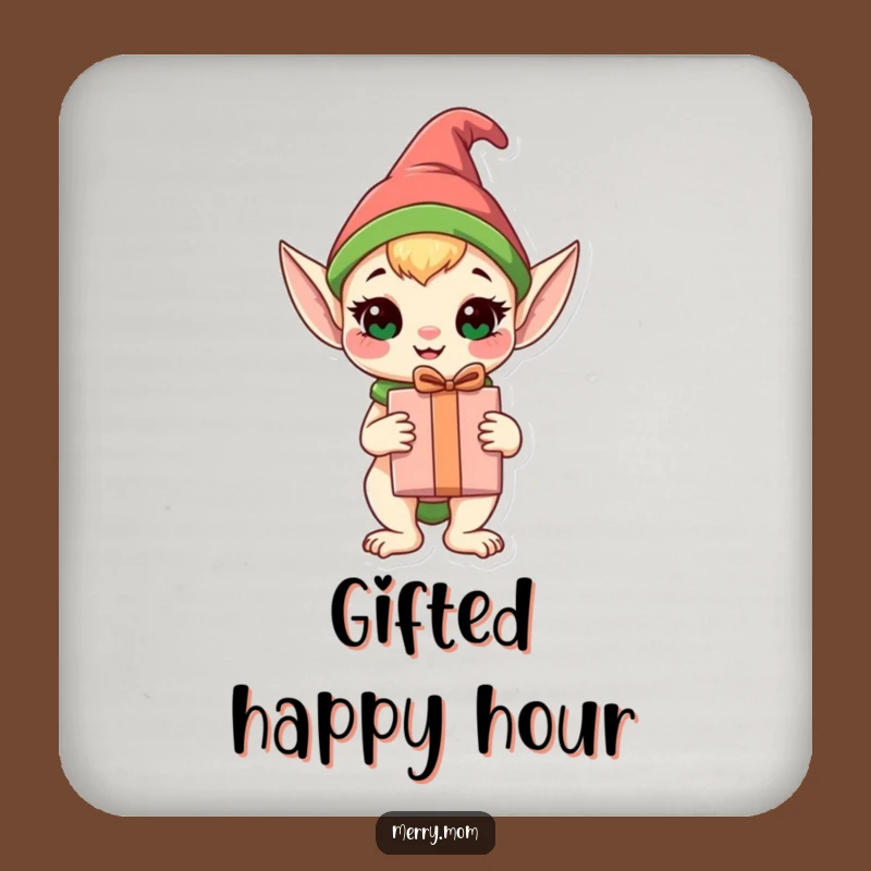 Funny Elf Animal Coasters (Set of 4): Gift Holder, Protect Funny Gift!