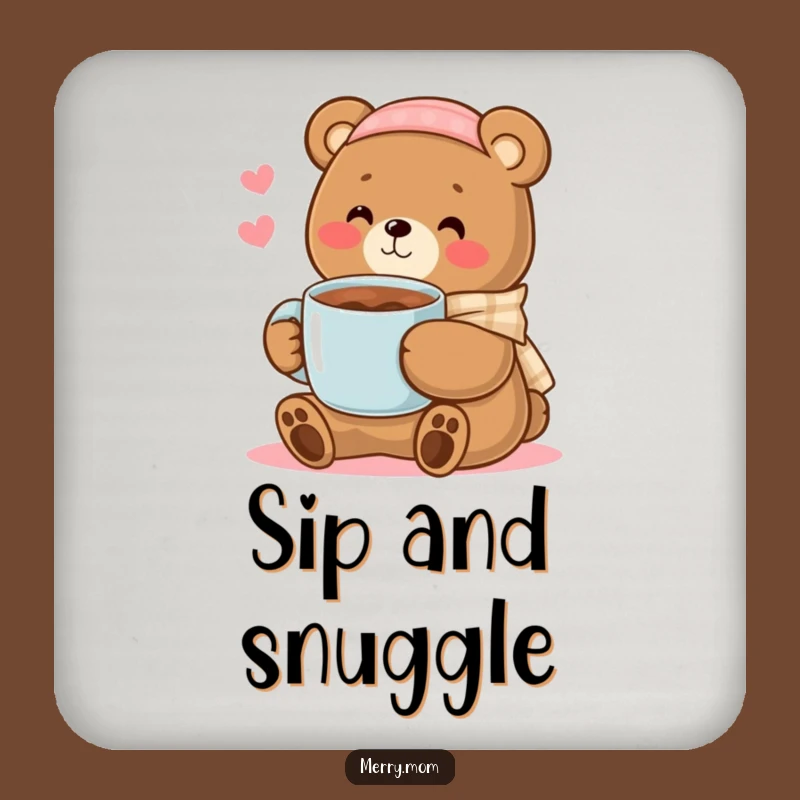 Kawaii Bear Mom Cocoa Coaster - Protect Surfaces with Cozy Cuteness