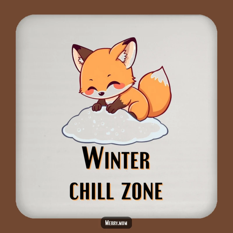 Kawaii Fox Snow Dig Coaster - Protect Surfaces with Winter Cuteness
