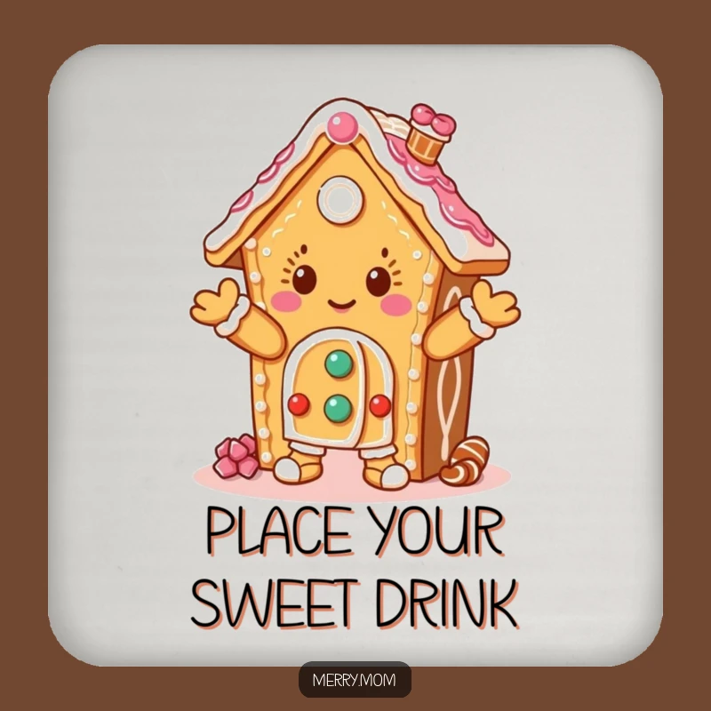 Funny Dancing Gingerbread House Coaster Set for Festive Table Protection