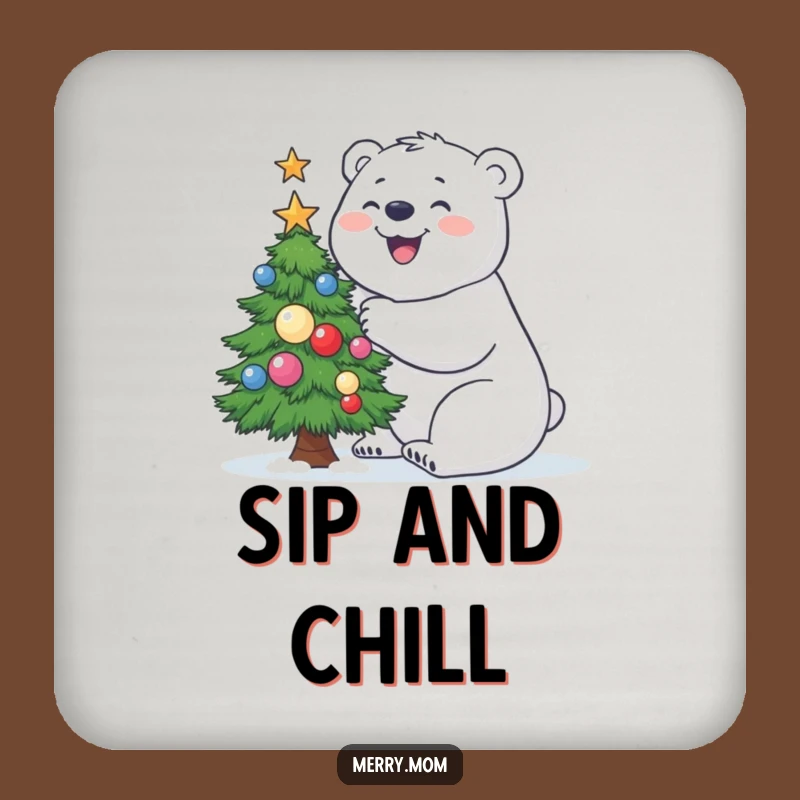 Funny Polar Bear Coasters (Set of 4): Building Tree, Protect Funny Gift!
