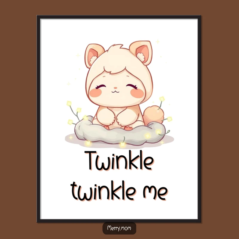 Funny Cozy Creature Poster: Fairy Lights Art, Perfect Relaxing Funny Gift Decor