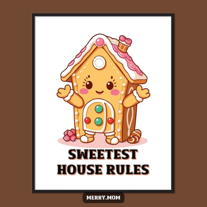 Funny Dancing Gingerbread House Poster to Brighten Your Festive Walls