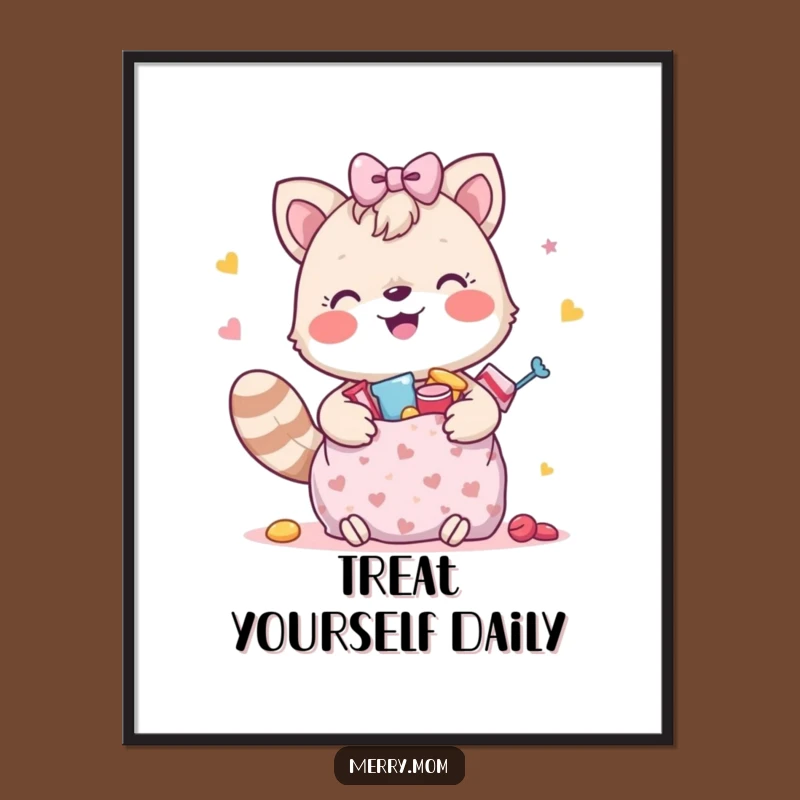 Funny Happy Animal Treat Bag Poster - Joyful Wall Art Gift