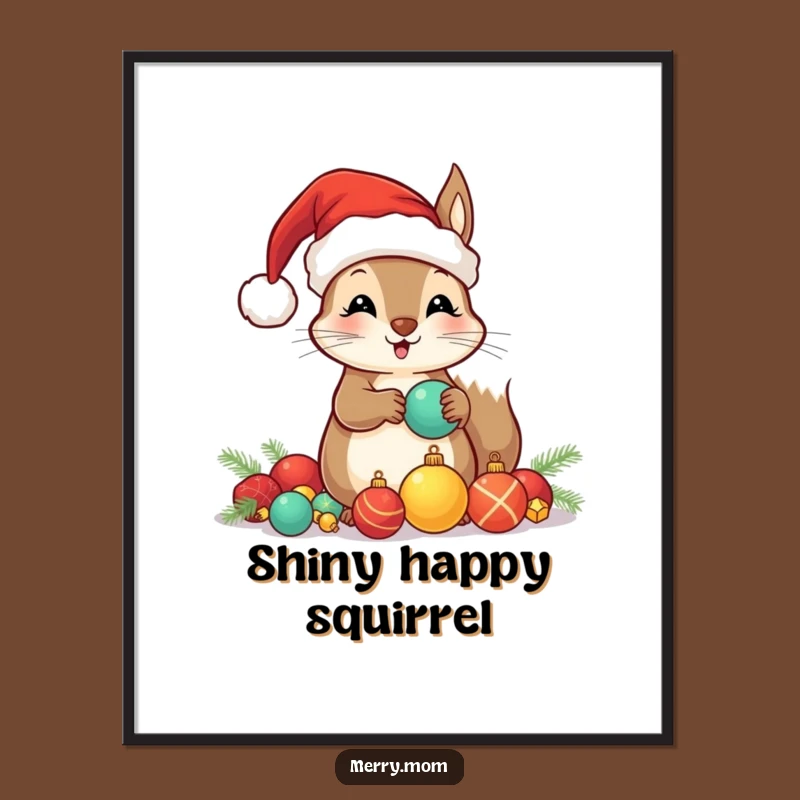 Funny Santa Squirrel Poster: Deck Your Walls with This Hilarious Ornament Art!