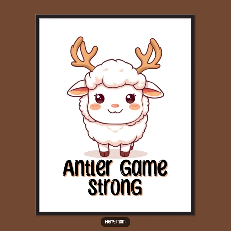 Funny Sheep Reindeer Antlers Poster: Hilarious Holiday Wall Art & Cheerful Gift