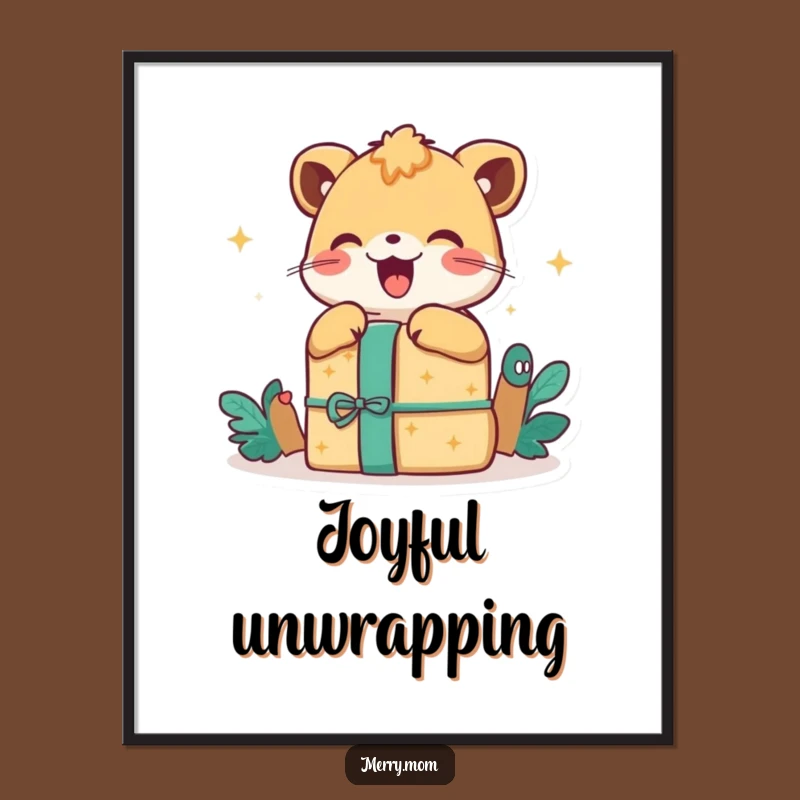 Happy Animal Gift Poster: Exciting Unwrap Art, Humorous Wall Decor, Unique Gift Idea