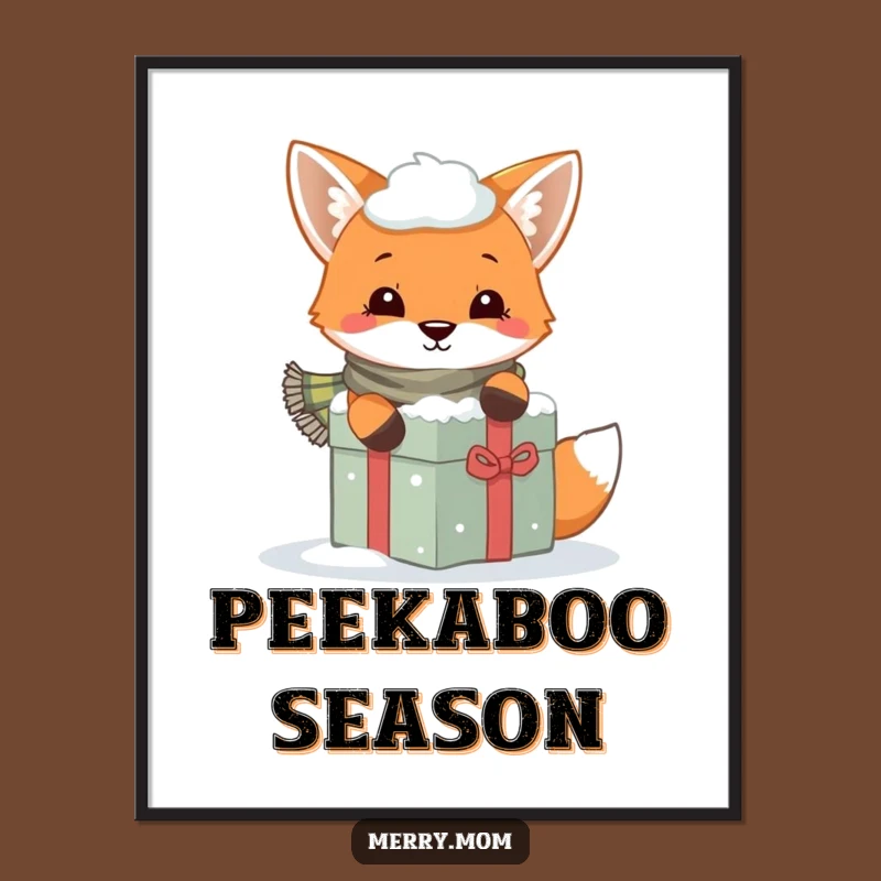 Funny Fox Scarf Gift Poster: Playful Winter Wall Art