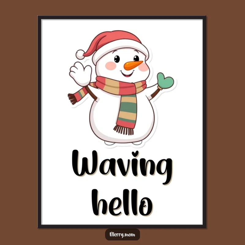 Poster: Funny Snowman Waving - Festive Winter Wall Art!