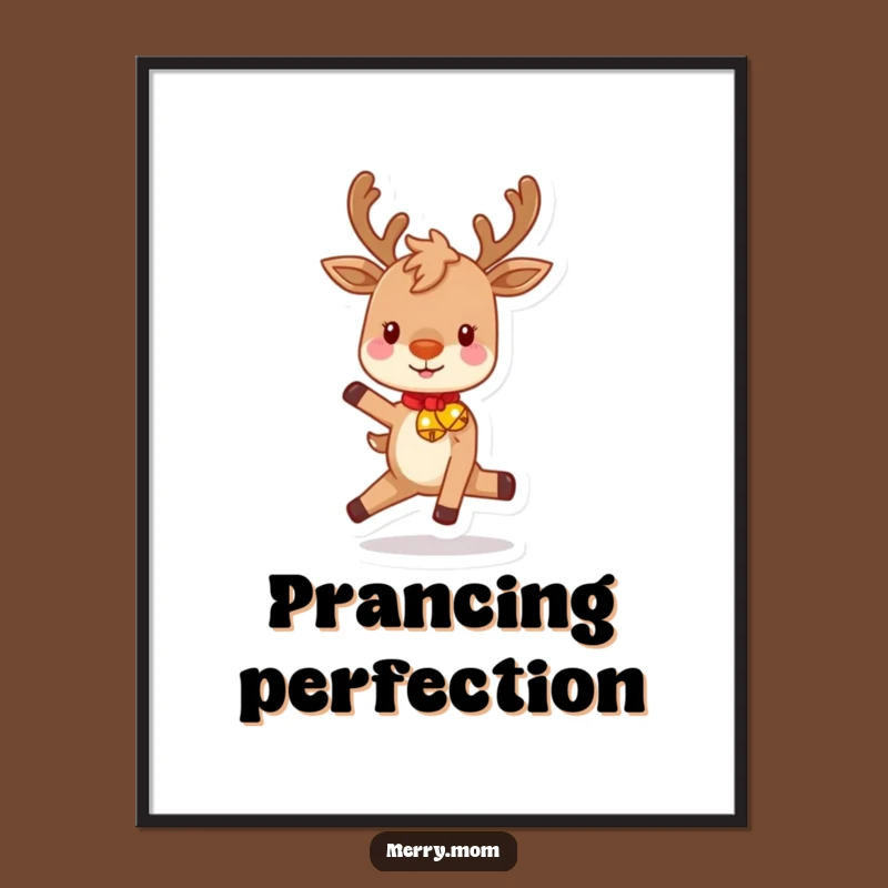 Poster: Funny Reindeer Prancing with Bells - Festive Wall Art for Your Home!