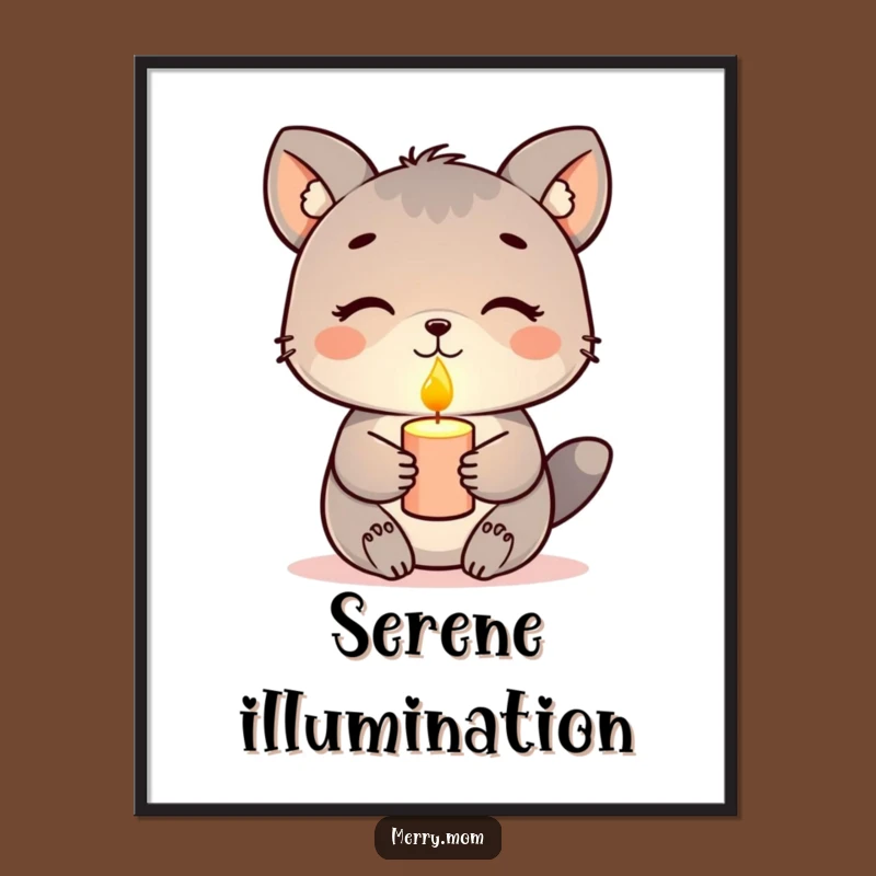 Funny Animal Candle Poster - Serene Wall Art with a Gentle Glow