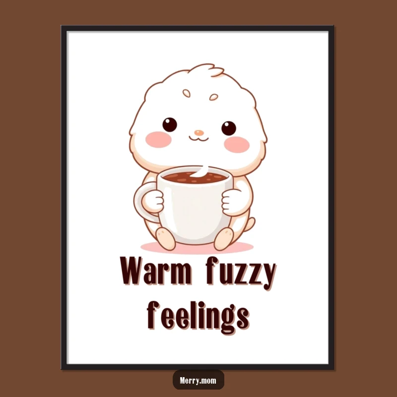 Funny Cozy Creature Poster: Warm Cocoa Art, Perfect Home Decor Funny Gift